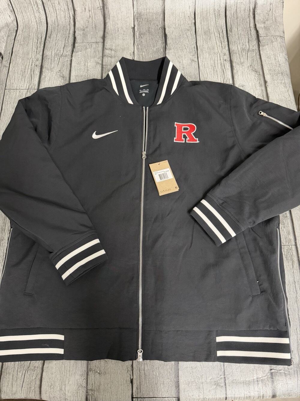NWT Men's Nike Rutgers Scarlet Knights Sideline Full Zip Bomber Jacket XXL Black